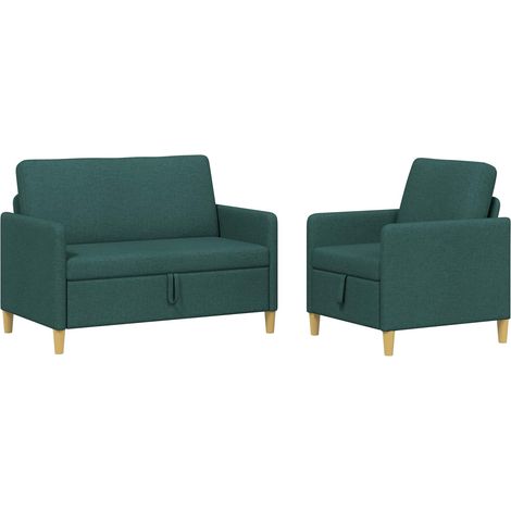 Sofa Set mit Stauraum 2 Stk. Dunkelgrün Polyester vidaXL (1/5)