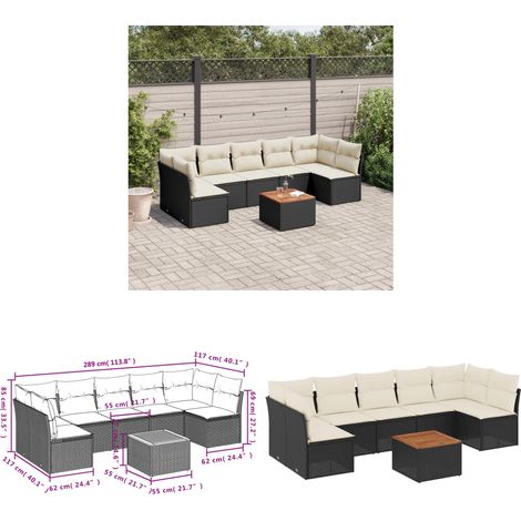 8-tlg. Garten-Sofagarnitur mit Kissen Schwarz Poly Rattan - Gartensortiment - Outdoor Möbel - Gartenlounge - Lounge Set - Rattan Gartenmöbel - Home & Living (1/3)