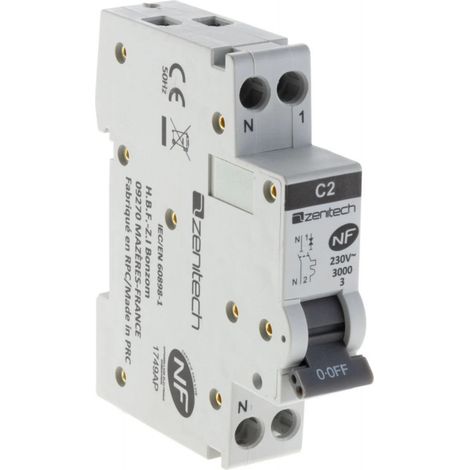 Leistungsschalter 3kA Phase/Neutral 2 Amp.
