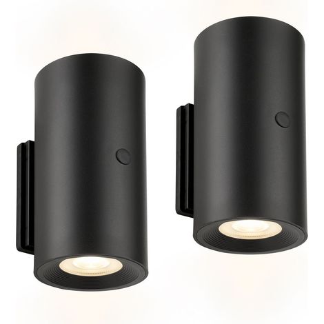 Briloner ISY LED Wandleuchte ohne Stromanschluss und ohne Bohren, 2er Set, Dimmbar, Touch, Warmweißes Licht, Schwarz, Ø6,1 x 12 cm (1/5)
