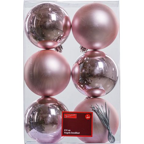 TrendLine Christbaumkugeln 6 Kugeln Ø 8 cm Rosa Weihnachtskugeln Weihnachten (1/2)