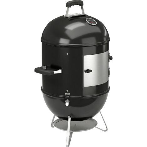 Fumoir 3 en 1 avec 3 Grilles de Cuisson, Thermomètre Intégré, Ventilation Réglable, 62,5x47,5x91cm, Noir