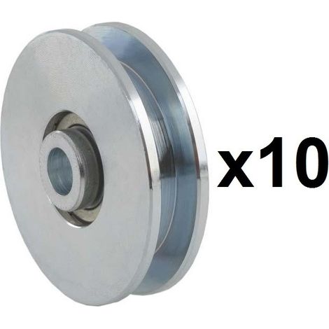 Estebro – Lot de 10 roues canal carrée 10mm – Ø60mm – Charge maximale 375 kg – Ferrure pour portes de garage