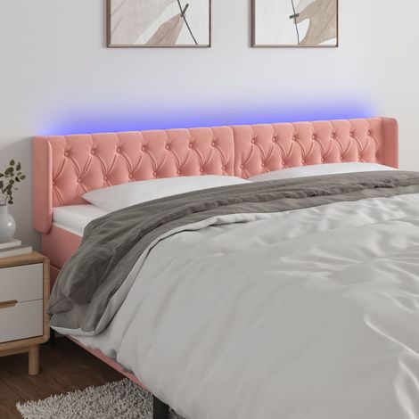 LED Kopfteil Rosa 183x16x78/88 cm Samt