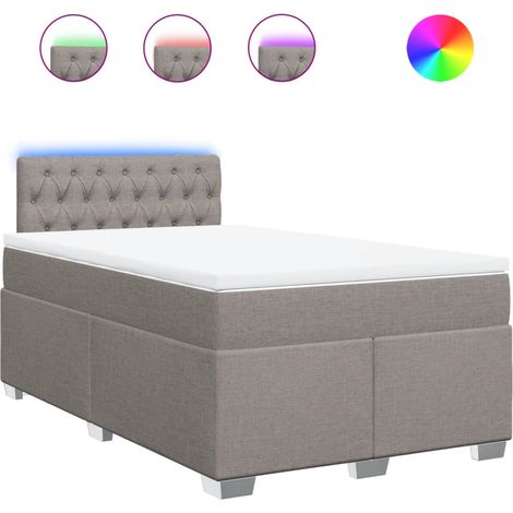 Lit double  Lit adulte  Sommier à lattes de lit avec matelas taupe 120x190 cm tissu
