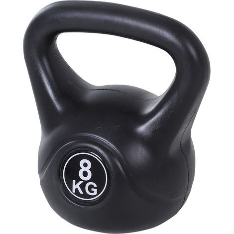 8 kg Kettlebell, sandgefüllt, schwarz, anfängerfreundlich