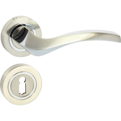 DOMINO Poignée de porte ENIGMA-R M6/M9 BB Poignée avec rosace BB pour clé Chrome/nickel brillant (1/5)