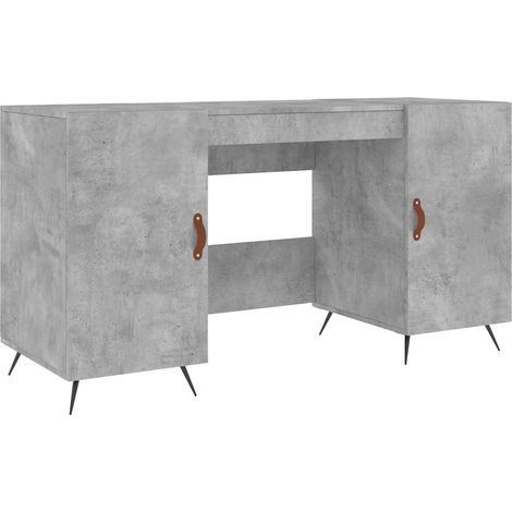 Bureau Table de travail Table d'écriture gris béton 140x50x75 cm bois d'ingénierie (1/5)