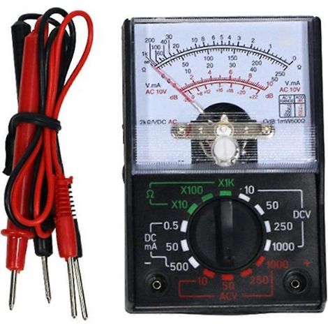 Mini multimètre analogique AC/DC 1000 V, voltmètre 500 mA, ohmmètre 1 kΩ, voltmètre à aiguille portable (1/5)