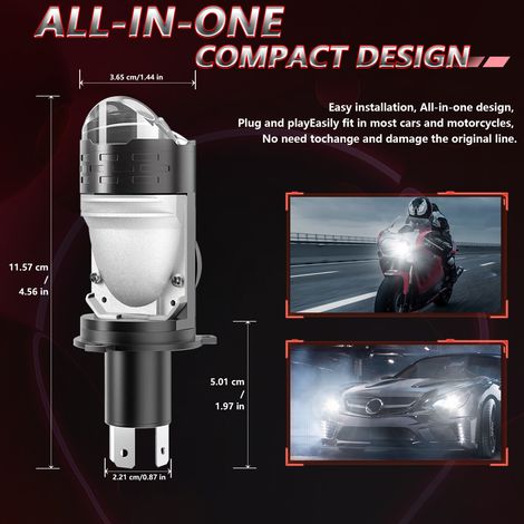 2 pièces ampoules de phare LED H4 IP67 étanche voiture 6000K 160W 20000LM phares lumineux dissipation thermique efficace plug and play (1/5)