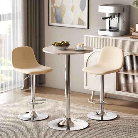 Table de bar 93 cm naturelle avec pivot à hauteur réglable à base ronde à 360° haut pour cuisine, salle à manger Ø60x67-