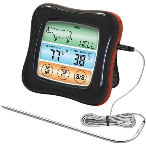 Thermomètre à gril mesure de la température de cuisson thermomètre alimentaire à écran tactile la nourriture minuteur de cuisine minuteur cuisine à viande de cuisson (1/5)