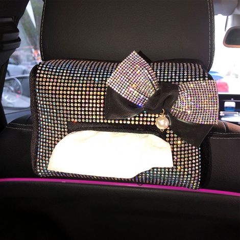 Porte-mouchoirs de voiture à strass, clip tendance, universel, pour accoudoir arrière, style nœud papillon (1/5)