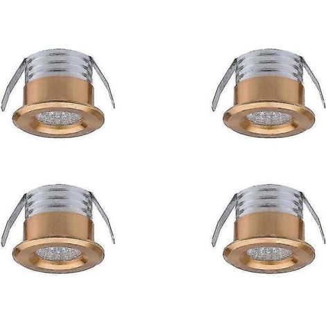 Lot de 4 mini spots LED encastrables, 3 W, blanc chaud doré (1/3)