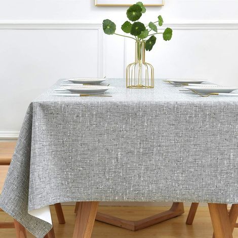 Nappe de Table Plastique Imperméable, PVC Nappe Toile Cirée Rectangulaire Anti Tache pour Salle à Manger, Jardin (137 x 180 cm, Gris) (1/5)