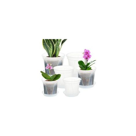 Lot de 6 pots de fleurs en plastique de 12/15/18 cm d'épaisseur avec trous de drainage et soucoupes - Pots de semis pour intérieur et extérieur - Pour orchidée, penoy (transparent)