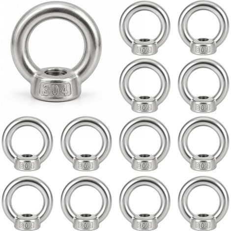 Lot de 12 écrous à anneau M6, vis à œillet en acier inoxydable 304 (1/5)
