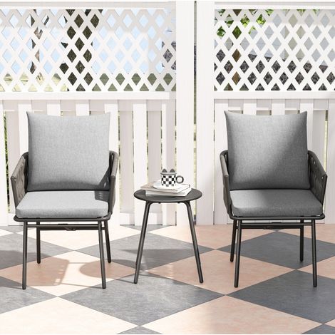 Sillón jardín bistró con mesa ratán gris OKMYHOME (1/5)