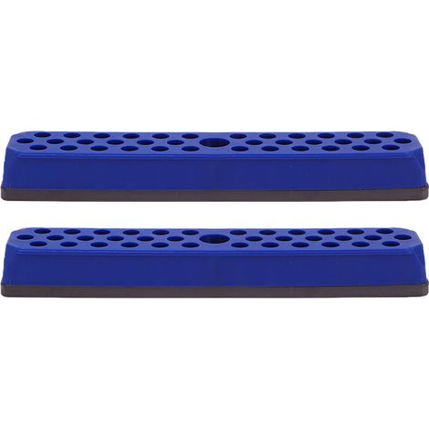 Porte-embouts hexagonaux, 2 pièces, 43 trous, organisateur de perceuse de 1/4 pouces avec Base magnétique pour boîte à outils, chariot à outils bleu (1/5)