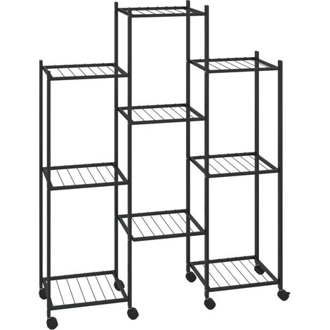 Macetero práctico con ruedas 83 x 25 x 104 cm diseño moderno para uso interior y exterior hierro negro 020047090 (1/5)