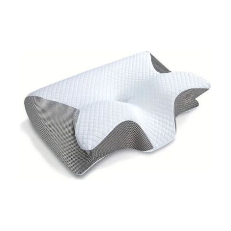 Oreiller Ergonomique Cervical, 2 en 1 Oreiller Orthopédique à Mémoire de Forme pour la Nuque, Coussin pour Dormir sur Le Côté et sur Le Dos, 62x37x12cm (Gris) (1/4)