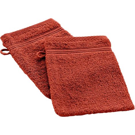 Lot de 2 Gants de Toilette "Tendresse" 15x21cm Rouge (1/5)