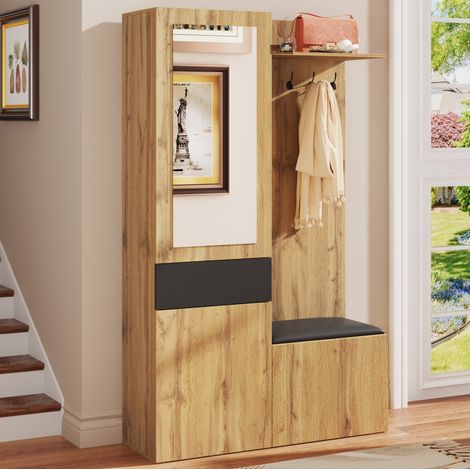 mobile contenitore ingresso 98,5 cm specchio scarpiera OKMYHOME (1/5)