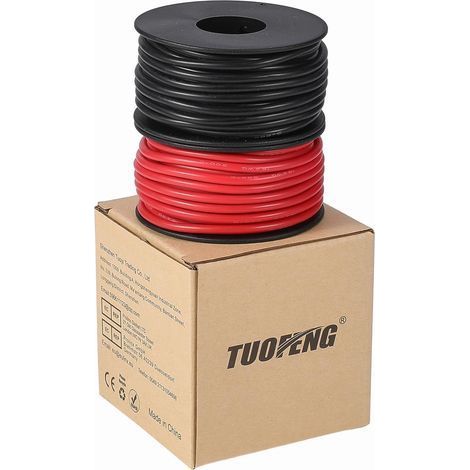 2 Câbles Électriques 16AWG, Fil Silicone Flexible, Cuivre Étamé, 33 Pieds Noir Et Rouge, Pour Modèles RC (1/5)