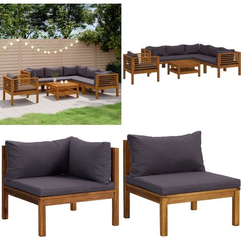 Salon de jardin 7 pcs avec coussin Bois d'acacia solide - salon de jardin -  salon de jardin en bois - Home & Living (1/5)