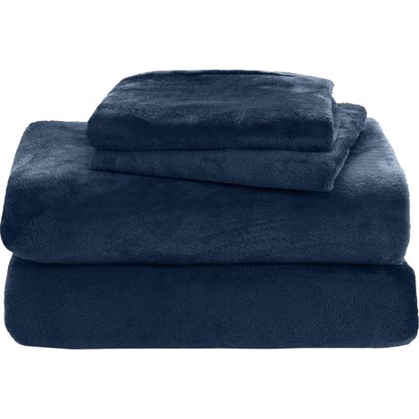 Ensemble de draps en microfibre polaire extra douce, format Queen  Draps en microfibre de luxe anti-boulochage, poches profondes  Collection Luxe Velours Sherpa