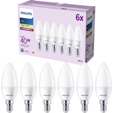 Philips LED E14 Kerzen Lampe (B35) Matt 40 W Warmweißes Licht - 6 Stück (1/5)