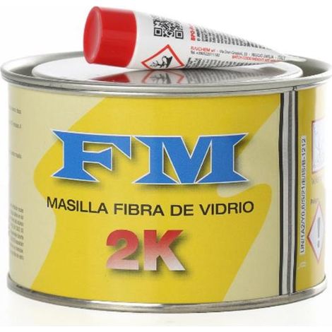 FM masilla fibra vidrio lata 350 ml , Masilla fibra de vidrio FM De dos componentes (con catalizador), para rellenar agujeros, juntas, etc Aplicable sobre cualquier fondo (1/2)