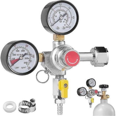 Manomètre de régulation de CO2 pour le brassage amateur de bière pression, avec réglage de 0 à 60 PSI, double manomètre et compatibilité CGA320 (1/5)