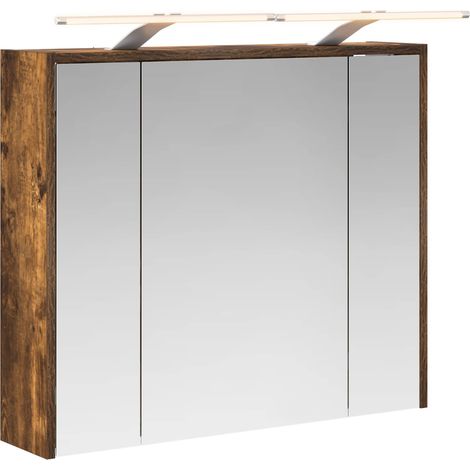 Maison Exclusive - Badezimmerspiegelschrank Geräucherte Eiche 73,