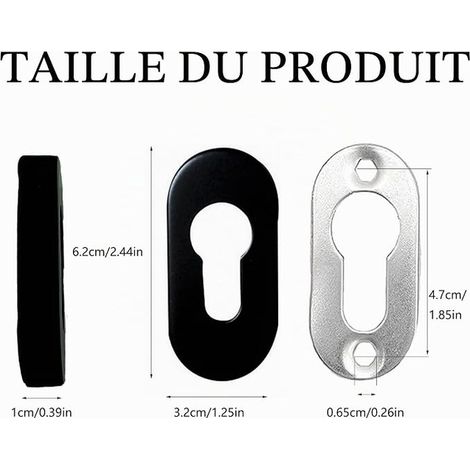rosette cylinder lock cover oval protection rosette in steel cylindrical steel made of stainless steel matt black for profile cylinder interior and exterior doors (1/4)
