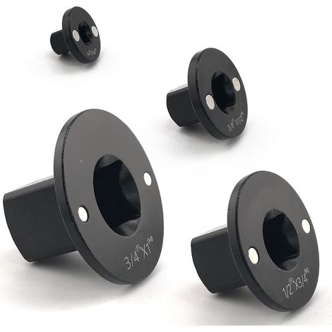 Juego de 4 adaptadores de vaso de impacto de perfil bajo. Reductores de accionamiento: 1/4" a 3/8", 3/8" a 1/2", 1/2" a 3/4", 3/4" a 1"