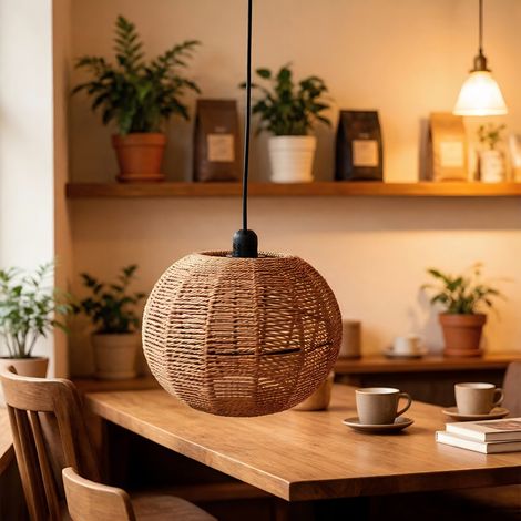 Suspension NAYA  – Luminaire en corde tressée naturel