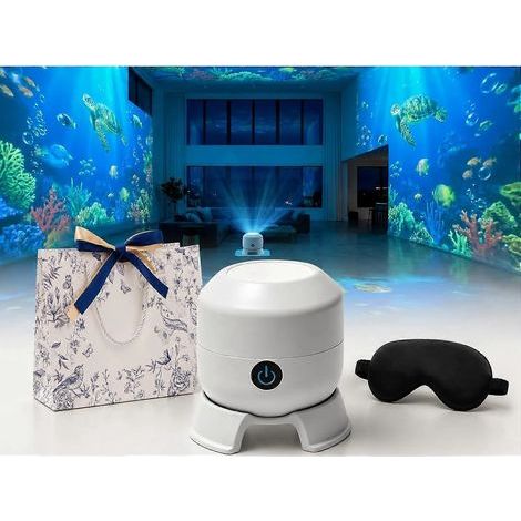 Projecteur de plafond Océan, veilleuse holographique 5D HD avec 24 films de projection, affichage galaxie étoilée orientable à 360°, LED rotative dynamique