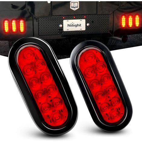 Feux arrière ovales rouges à LED de 6 pouces, paquet de 2, avec joints et prises en caoutchouc à montage en surface, étanches IP65, adaptés aux feux de freinage et de clignotants des camping-cars, cam (1/5)