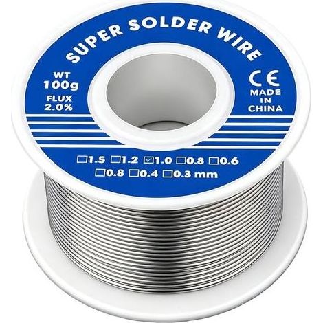 1mm Fil de Soudure 100g Fil Étain à Souder avec Noyau de Colophane Etain a Souder Electronique Bobine d'étain à Souder Avec Flux pour Soudure la électrique Réparation (1/5)