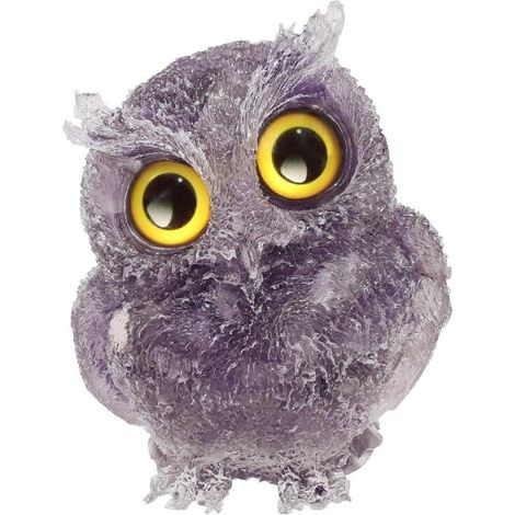 Eule Figur Amethyst Heilstein Harz Deko Geschenk Lila 7.5x6x5 cm (1/5)