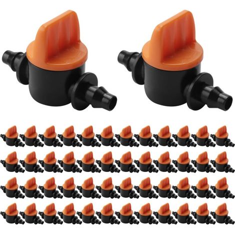 Confezione da 50 mini valvole da 1/4" – raccordo per tubo flessibile da 4/7 mm – adattatore a barb per irrigazione a goccia agricola (1/5)