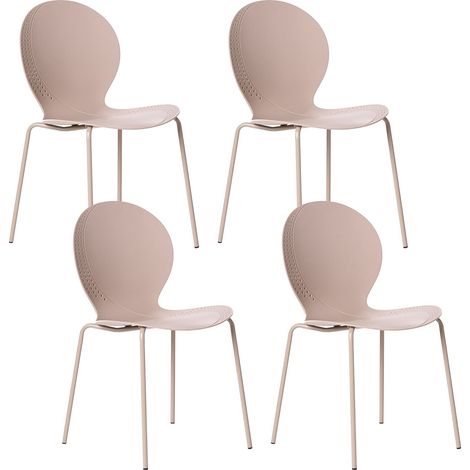 Gartenstuhl 4er Set MILOS stapelbar Beige