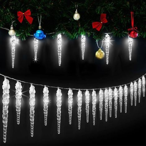40 Eiszapfenlichter, kaltweiße LED-Lichterkette, Weihnachtsdekoration für drinnen und draußen (1/5)