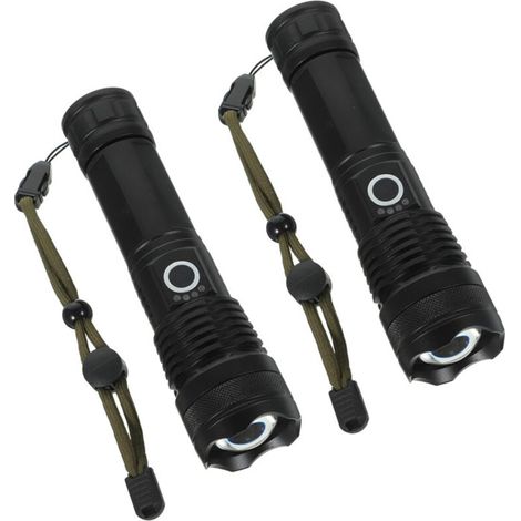 Wiederaufladbare LED-Campinglampe, multifunktionale Outdoor-Taschenlampe, 1500 mAh, 2 Stück (schwarz) (1/5)