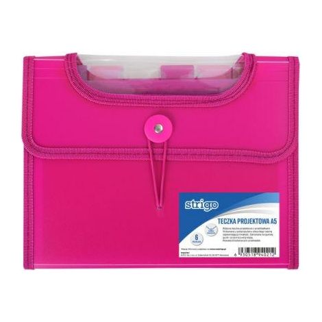 Carpeta A5 con 6 separadores en V, color rosa strigo