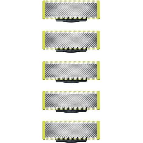 Applicable à OneBlade - Lames de rechange, pour rasoir/tondeuse électrique OneBlade, acier inoxydable robuste, taille, stylisation et rasage, lot de 5 (1/5)
