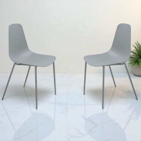 Sedia in polipropilene Grigio Chiaro con gambe in metallo LUANA 2 sedie (1/5)
