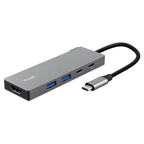 Docking USB Tipo-C Trust Dalyx/ 2xUSB/ 1xHDMI 4K/ 2xUSB Tipo-C/ Gris