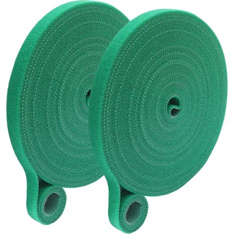 2 rollos de cinta autoadhesiva de velcro de 10 mm x 10 m, cierres reutilizables para plantas trepadoras, soportes para plantas y jardín, césped verde (1/5)